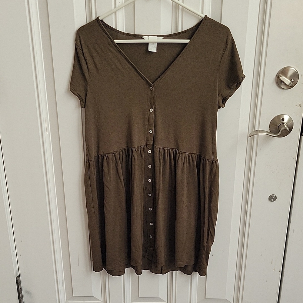 H&M Green Buttoned V-Neck Sundress